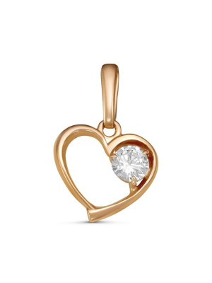 Подвеска серебро 925 пробы, покрытие - золочение, вставка - фианит (недрагоценный камень)