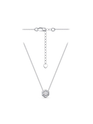 Колье серебро 925 пробы, покрытие - родирование, вставка - фианит (недрагоценный камень)