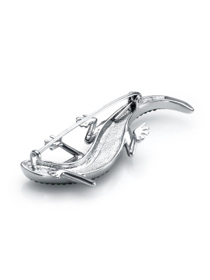 Брошь бижутерия, покрытие - платинирование, вставка - стекло ювелирное preciosa