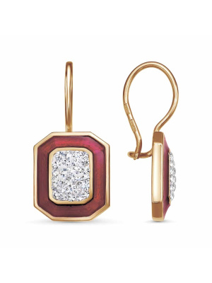 Серьги бижутерия, покрытие - золочение, отделка - эмаль, вставка - стекло ювелирное preciosa