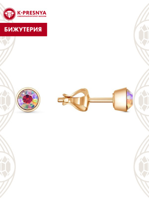 Серьги бижутерия, покрытие - золочение, вставка - стекло ювелирное preciosa