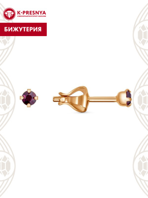 Серьги бижутерия, покрытие - золочение, вставка - стекло ювелирное preciosa