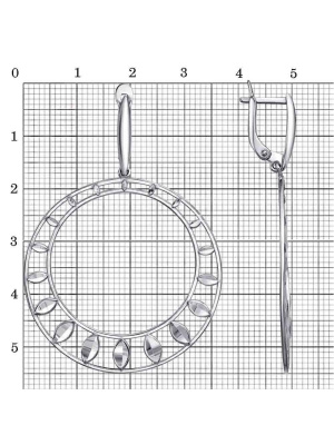 Серьги серебро 925 пробы, покрытие - платинирование, отделка - алмазная грань, без вставок