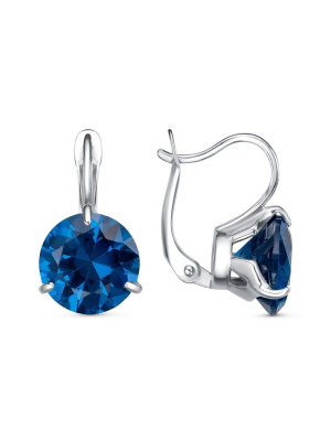 Серьги бижутерия, покрытие - платинирование, вставка - искусственная шпинель