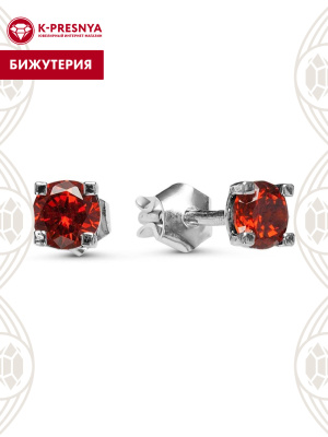 Серьги бижутерия, покрытие - серебрение с оксидированием, вставка - фианит (недрагоценный камень)