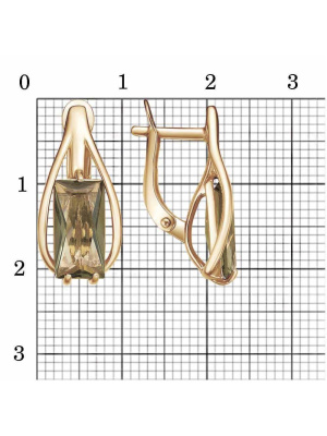 Серьги бижутерия, покрытие - золочение, вставка - стекло ювелирное собственной огранки
