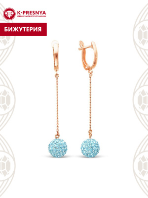 Серьги бижутерия, покрытие - золочение, вставка - стекло ювелирное