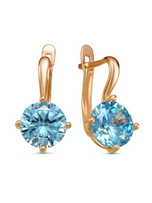 Серьги бижутерия, покрытие - золочение, вставка - фианит (недрагоценный камень)