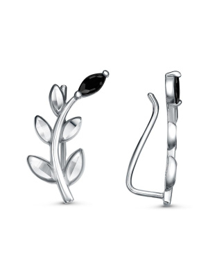 Серьги бижутерия, покрытие - платинирование, отделка - алмазная грань, вставка - фианит (недрагоценный камень)