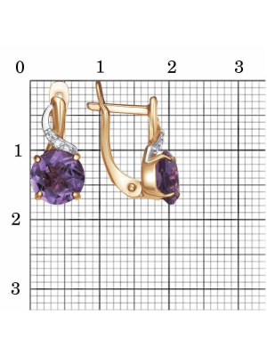 Серьги серебро 925 пробы, покрытие - золочение, выборочное родирование