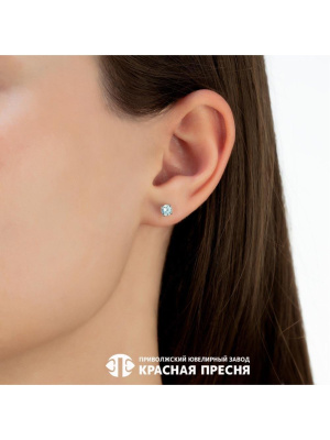 Серьги серебро 925 пробы, покрытие - платинирование, вставка - фианит (недрагоценный камень)