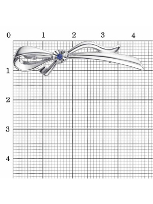 Брошь серебро 925 пробы, покрытие - родирование, отделка - алмазная грань, вставка - искусственная шпинель