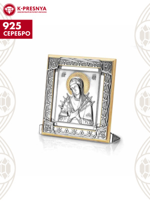 Икона "семистрельная" серебро 925 пробы, покрытие - оксидирование, выборочное золочение, без вставок