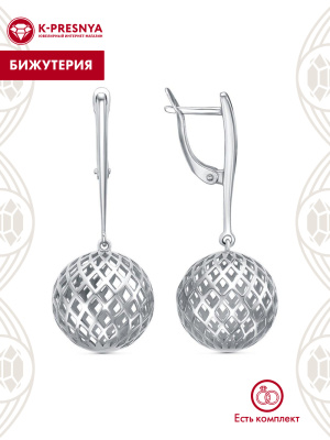 Серьги бижутерия, покрытие - серебрение, без вставок