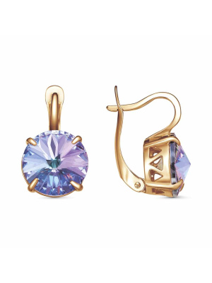 Серьги бижутерия, покрытие - золочение, вставка - стекло ювелирное preciosa