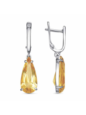 Серьги бижутерия, покрытие - платинирование, вставка - стекло ювелирное собственной огранки