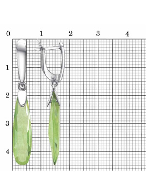 Серьги серебро 925 пробы, покрытие - платинирование, вставка - стекло ювелирное собственной огранки