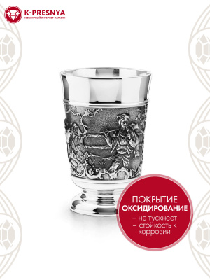 Стопка "охота" серебро 925 пробы, покрытие - оксидирование, без вставок