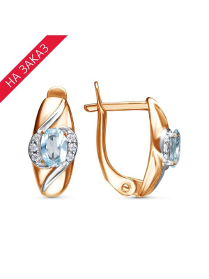 Серьги серебро 925 пробы, покрытие - золочение, выборочное родирование