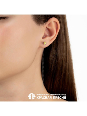 Серьги серебро 925 пробы, покрытие - родирование, вставка - фианит (недрагоценный камень)