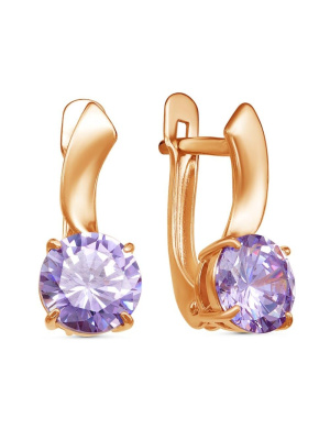 Серьги бижутерия, покрытие - золочение, вставка - фианит (недрагоценный камень)