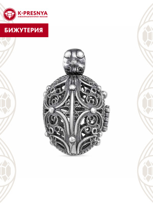 Подвеска бижутерия, покрытие - серебрение с оксидированием, без вставок