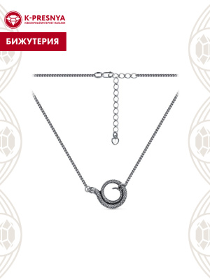 Колье бижутерия, покрытие - серебрение с оксидированием, без вставок