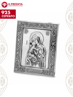 Икона "владимирская божия матерь" серебро 925 пробы, покрытие - оксидирование, без вставок