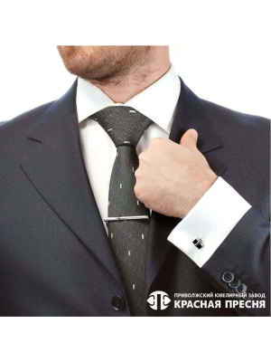 Запонки серебро 925 пробы, покрытие - оксидирование, вставка - фианит (недрагоценный камень)