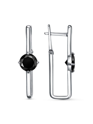 Серьги серебро 925 пробы, покрытие - платинирование, вставка - фианит (недрагоценный камень)