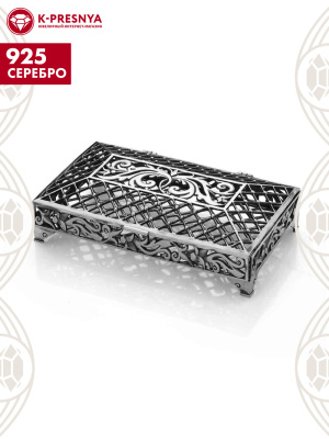 Визитница серебро 925 пробы, покрытие - оксидирование, без вставок