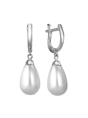 Серьги серебро 925 пробы, покрытие - родирование, вставка - имитация жемчуга