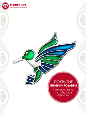 Брошь серебро 925 пробы, покрытие - платинирование, отделка - эмаль, без вставок