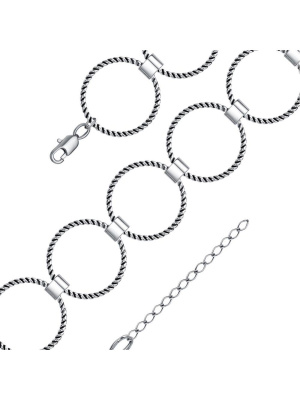 Браслет серебро 925 пробы, покрытие - оксидирование, без вставок