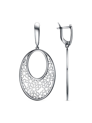 Серьги серебро 925 пробы, покрытие - оксидирование, без вставок