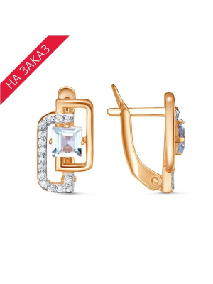 Серьги серебро 925 пробы, покрытие - золочение, выборочное родирование