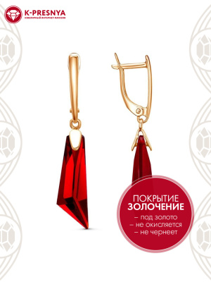 Серьги бижутерия, покрытие - золочение, вставка - стекло ювелирное собственной огранки