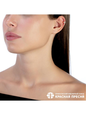 Серьга серебро 925 пробы, покрытие - золочение, без вставок