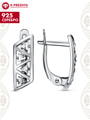 Серьги серебро 925 пробы, покрытие - оксидирование, отделка - алмазная грань, без вставок