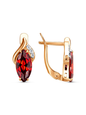 Серьги бижутерия, покрытие - золочение, выборочное родирование, вставка - фианит (недрагоценный камень)