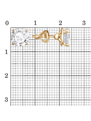 Серьги серебро 925 пробы, покрытие - золочение, вставка - фианит (недрагоценный камень)
