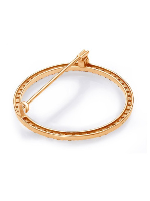 Брошь серебро 925 пробы, покрытие - золочение, вставка - фианит (недрагоценный камень)