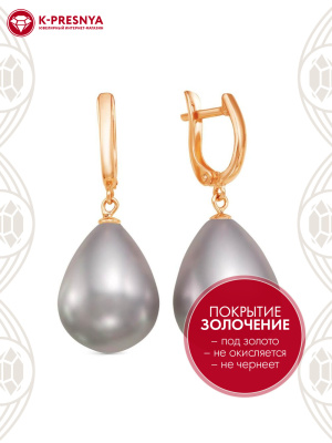 Серьги серебро 925 пробы, покрытие - золочение, вставка - имитация жемчуга