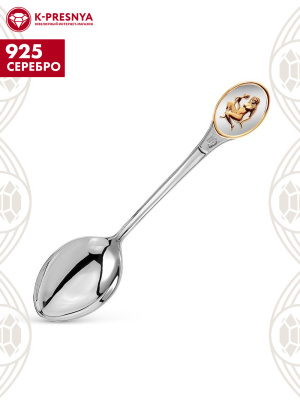 Ложка чайная "дева" серебро 925 пробы, покрытие - выборочное золочение, без вставок