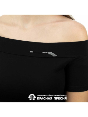 Брошь серебро 925 пробы, покрытие - оксидирование, без вставок