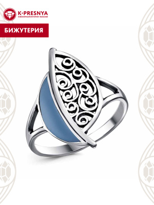 Кольцо бижутерия, покрытие - серебрение с оксидированием, отделка - эмаль, без вставок