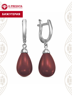 Серьги бижутерия, покрытие - серебрение, вставка - имитация жемчуга