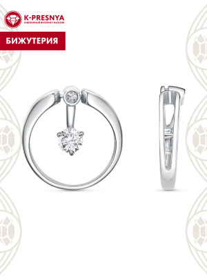 Подвеска бижутерия, покрытие - платинирование, вставка - стекло ювелирное preciosa, фианит (недрагоценный камень)