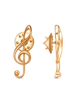 Брошь серебро 925 пробы, покрытие - золочение, без вставок