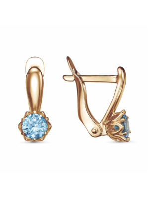 Серьги бижутерия, покрытие - золочение, вставка - фианит (недрагоценный камень)